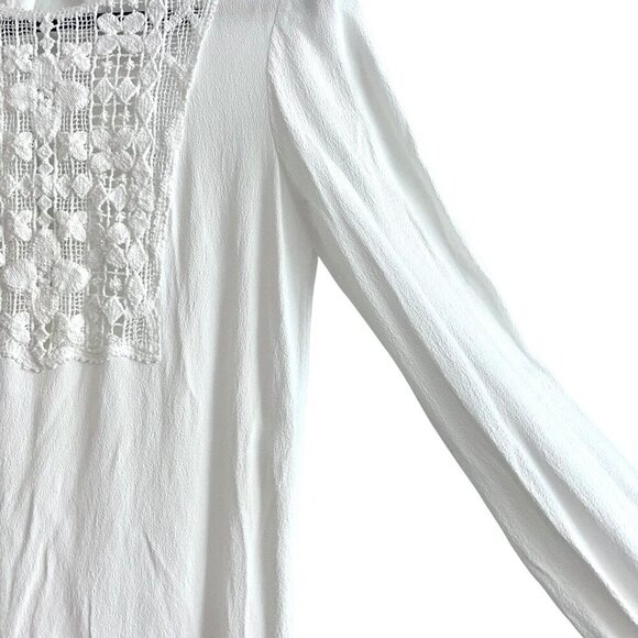 Sandro Paris Casey Lace Crepe Top Blouse Tunic Ecru Creme White Sz 2 - Picture 8 of 10